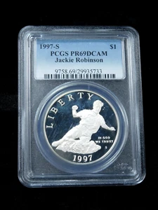 1997-S $1 Proof Jackie Robinson Commemorative Silver Dollar - PCGS PR69DCAM - Picture 1 of 4