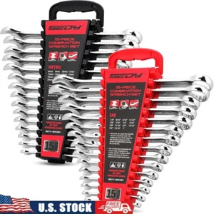 30 Piece Combination Wrench Set Open End Wrenches Tool Kit Mechanic Garage New - Picture 1 of 10