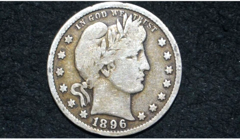 1896 p Barber Quarter * 90% Silver ** CHOICE VG+ ** Nicely Toned * FREE SHIPPING Cover