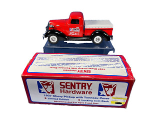 1995, Spec-Cast,1937 SENTRY Hardware Chevy Pick-Up Truck Bank w/ Tonneau Cover