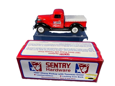 1995 Spec-Cast, 1937 SENTRY Hardware Chevy Pick-Up Truck Bank w/ Tonneau Cover - Image 1 of 4