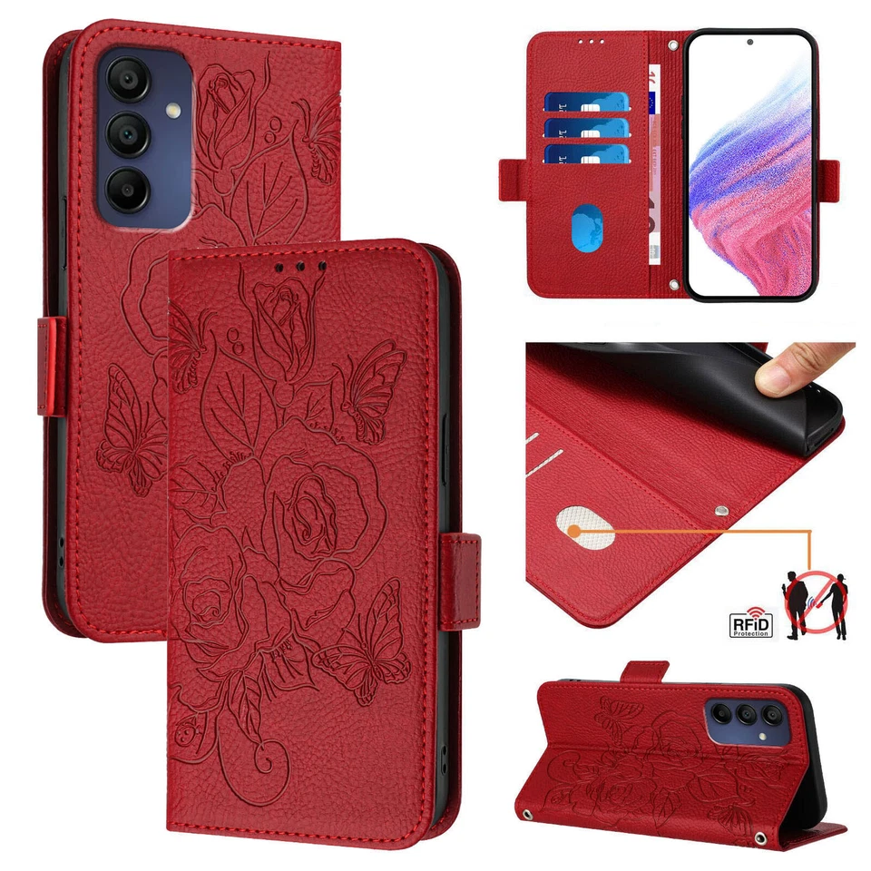 Red Rose Wallet Phone Case For Infinix Tecno Motorola Google ZTE TCL Ulefone - Image 1 of 4