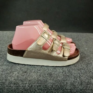 Paddock Sandals Women's Size 37 Gold Metallic Strap Platform Slip On Casual - Picture 1 of 15
