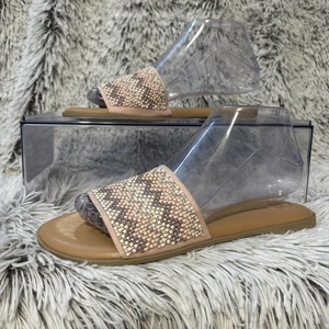 Sandalias Time And Tru para mujer rosa Chevron Core Slide talla 7,5 espuma viscoelástica - Imagen 1 de 8