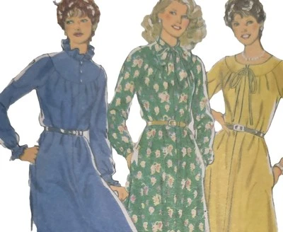 1980s Ruffle High Collar Circular Yoke Tea Dress Midi Style 3773 Sewing Pattern - Image 1 of 3