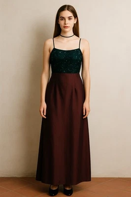 Maxi Vestido Loralie Púrpura Con Cuentas Lentejuelas Floral Sin Mangas Grunge Talla 6 Caprichoso Foto 1 de 4