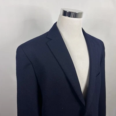 Abrigo deportivo LRL Ralph Lauren 48R 100 % lana franela azul marino dos botones ventilados Foto 1 de 4