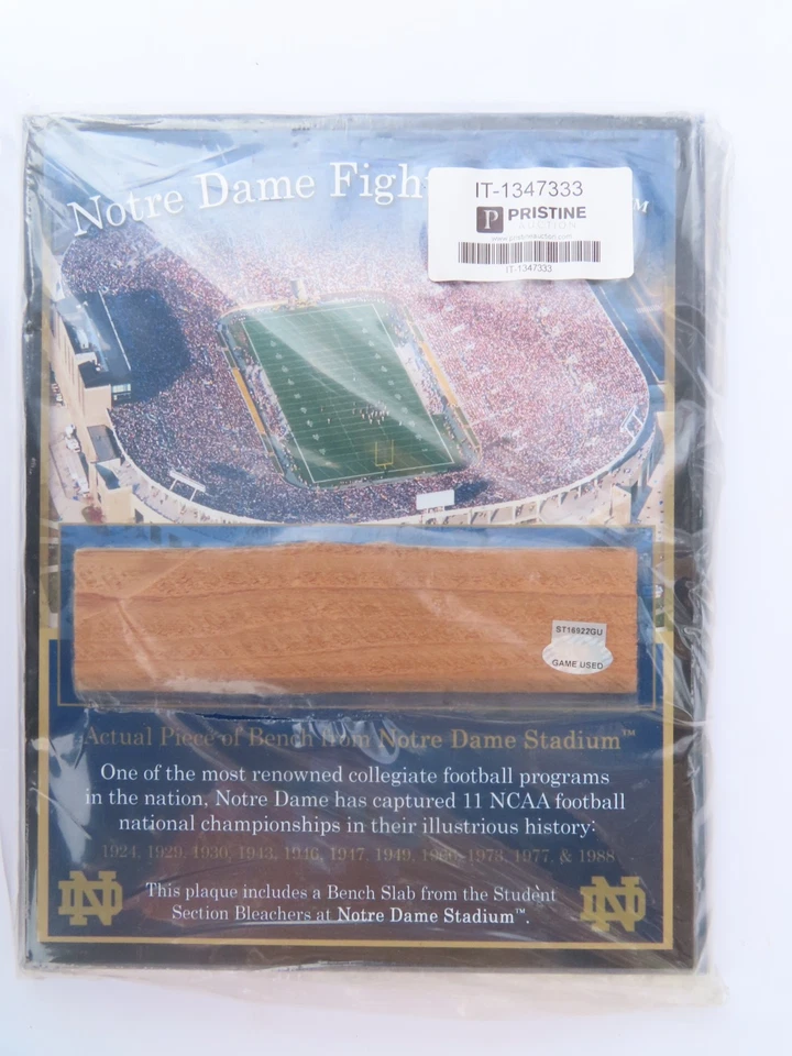 Auténtico asiento de banco de estadio de fútbol irlandés de lucha Notre Dame madera Steiner certificado de autenticidad Foto 1 de 4