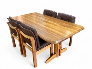 Vintage post & rail dining table & X4 chairs mid-century modern 1980's AUSTRALIA - Picture 1 of 13