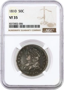 1810 50C Capped Bust Silver Half Dollar NGC VF35 Very Fine Circulated Coin - Picture 1 of 4