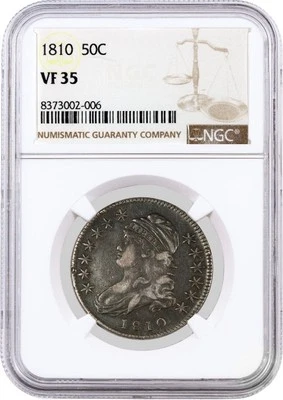 1810 50C Capped Bust Silver Half Dollar NGC VF35 Very Fine Circulated Coin - Image 1 of 4