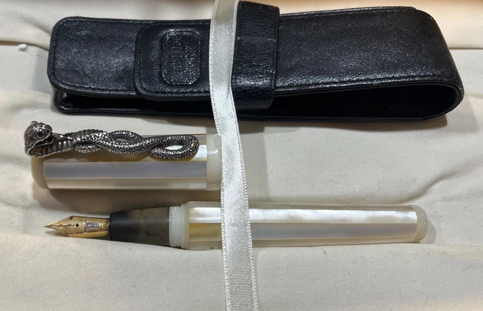 Danitrio: Mother Of Pearl Grand Brillante King Cobra Sterling Fountain Pen 9/100 - Image 1 of 4