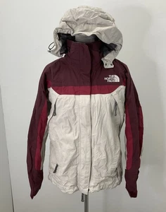 The North Face Beige & Red Zip Hook & Loop Hooded HyVent Rain Jacket S - Picture 1 of 4