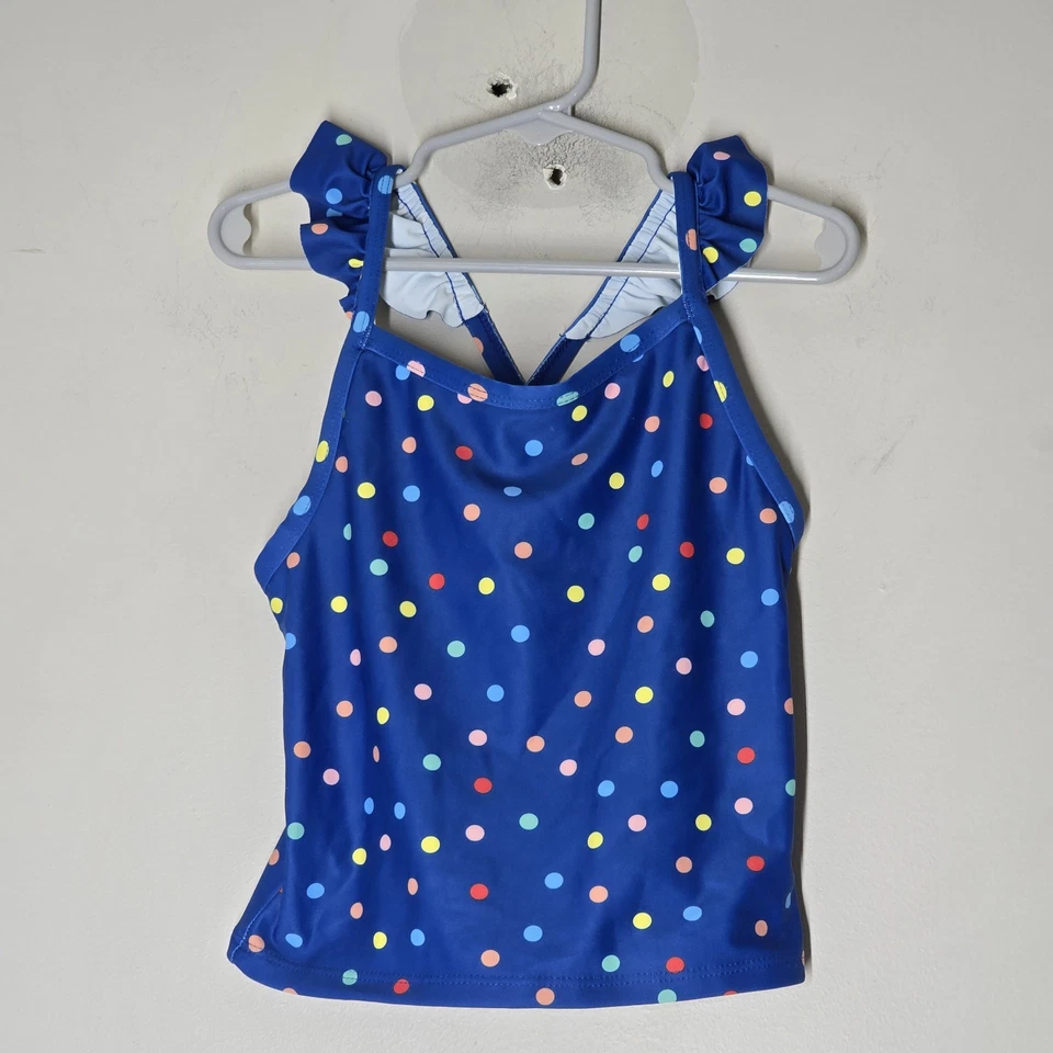 Hanna Andersson Girls Size 8 Swimming Seperate Tank Top Polka Dot Ruffle - Image 1 of 4