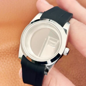 39 mm vetro zaffiro 10 ATM subacqueo cinturino gomma cassa orologio argento misura mod NH34 NH35 - Foto 1 di 5