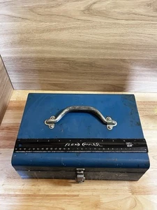 Vintage 12”L X 8”W Blue Metal Toolbox W/Latch & Handle - Picture 1 of 6