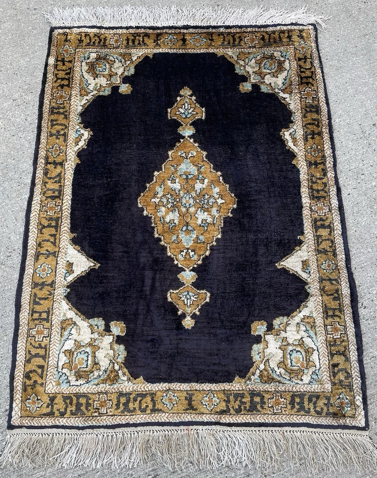Tapis 80x60cm Qöm Soie Silk carpet Seta alfombra tappeto Rugs Stapijt コムシルクカーペット - Photo 1/4