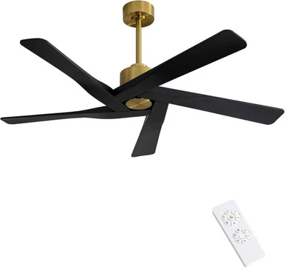 WINGBO 54 DC Ceiling Fan with Lights and Remote Control, 5 Reversible Carved ... - Image 1 of 4