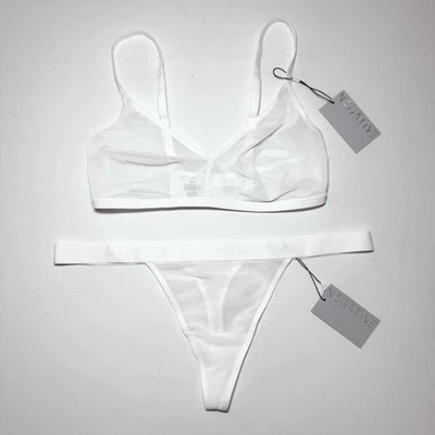 Conjunto de sujetador y tanga con tamiz negativo sin alambre grande / talla 2 - blanco NUEVO Foto 1 de 4