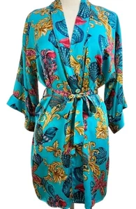 Victoria's Secret Gold Label One Size Vtg 90s Baroque Silk Robe Costal Core Flaw - Picture 1 of 16