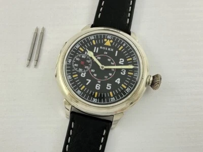 Rolex Lever Laco Aviator Luftwaffe Pilots WW2 Old Swiss Silver Chronometer Watch - Image 1 of 4