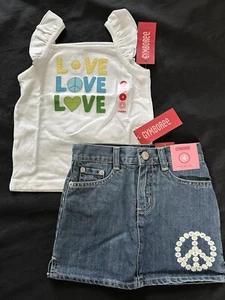 2010 Gymboree Kid Girl 4 A POP OF DASIES Skirt Outfit Skort LOVE Tank Top Shirt - Picture 1 of 9