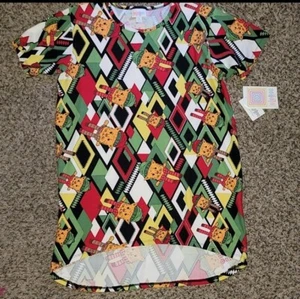 Lularoe Cat Shirt Girls top tunic Size 14 multicolored winter new b9 - Picture 1 of 3