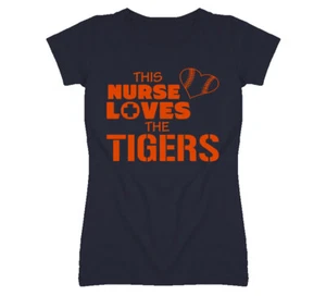 This Nurse Loves The Tigers Baseball T Shirt - Detroit Tigers Team Colors - Picture 1 of 3
