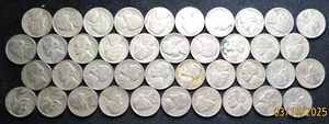 One(1) Roll of Forty(40) 1945-P Jefferson War-Time SILVER Alloy Nickels 2 - Picture 1 of 2