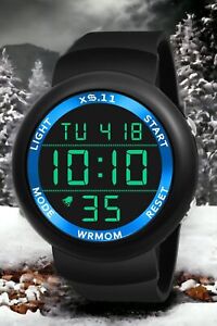 Modern Style Multi-Function Digital Watch Blue Dialer With Black Strap For Boys