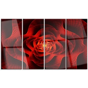 Design Art PT13871-48-28 Fractal Red Flower of Love Artwork 48x28-4 Equal Panels - Picture 1 of 1