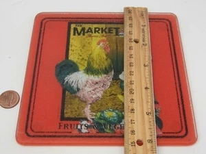 THE MARKET from FRESH FRUITS and VEGETABLES DECOR GLASS BOARD 6"x6" - Picture 1 of 3