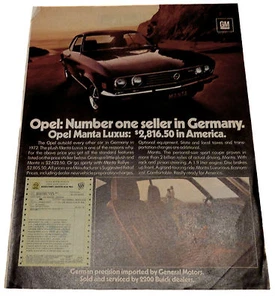 Opel Manta A GM Buick Werbung Reklame Anzeige ca.A4 - USA "Number one..." - Bild 1 von 1