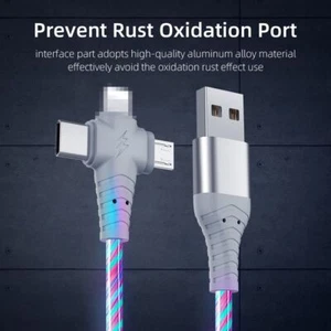 Luminous Lighting 3 in1 USB Cable Charging Cable Fast Charger Wire Data Cord - Zdjęcie 1 z 14