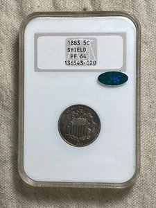 1883 5C NGC PR64 CAC Proof Shield Nickel NGC 4.0 No Barcode Holo Fatty Holder - Picture 1 of 8