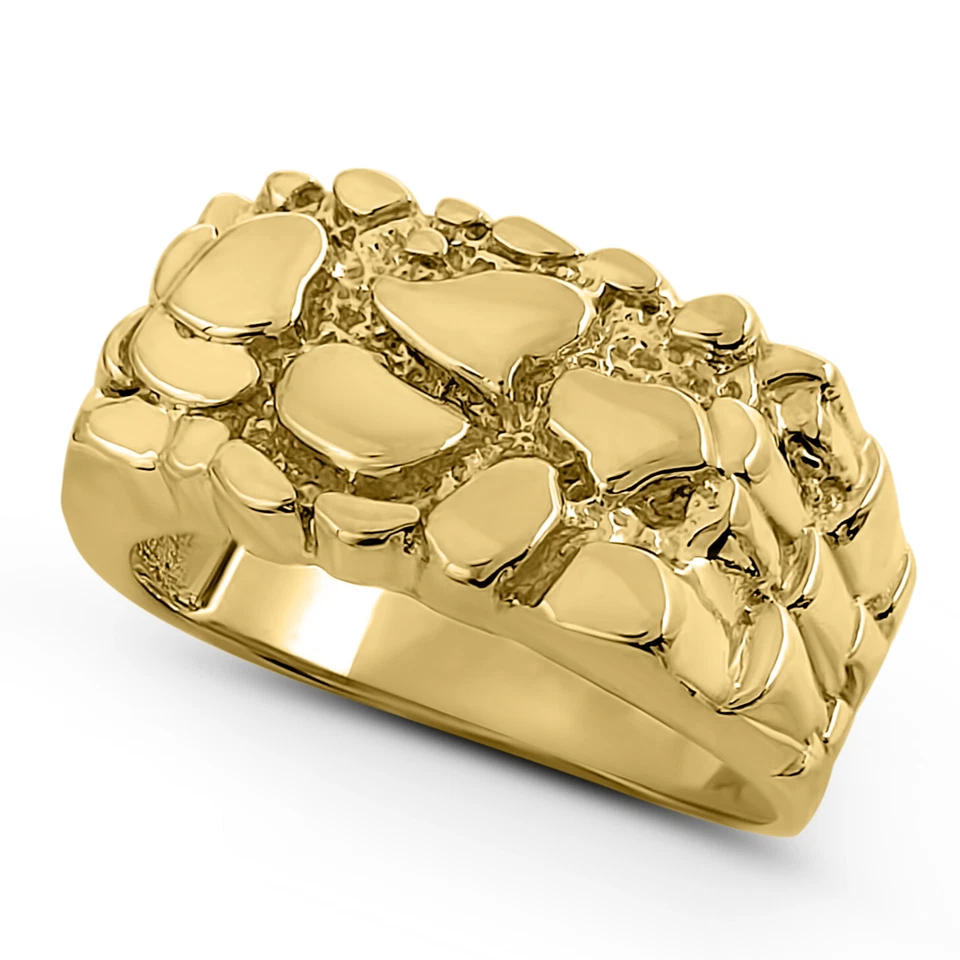 Solid 14K Yellow Gold Classic 11mm Mens Nugget Ring, Size 5 - 15 - Image 1 of 1