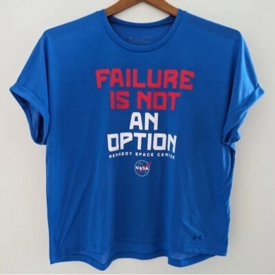 Failure Is Not An Option Under Amour x Kennedy Space Center Crop T Shirt L  NASA - Imagem 1 de 4