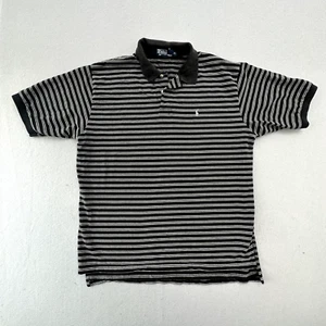 VINTAGE Ralph Lauren Polo Shirt Mens XL Extra Large Striped Black White - Picture 1 of 8