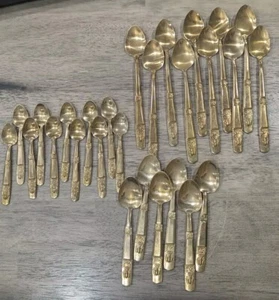 Vintage 27 pc BAC Thailand Brass Flatware Spoons Set Teaspoon Demi - Picture 1 of 6