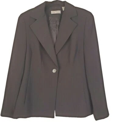 Blazer de carrera Kate Hill para mujer forrado negro con un botón talla 6P Foto 1 de 4