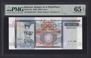 Burundi 1000 Francs 2000, Pick 39c, PMG 65, UNC - Picture 1 of 2