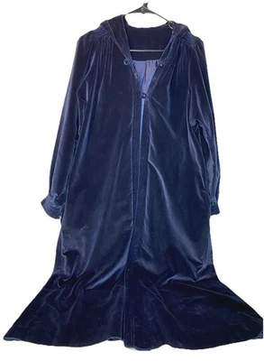 Винтажный темно-синий бархат длинное пальто платье Opera Gothic тихий роскошный размер S? - Изображение 1 из 4