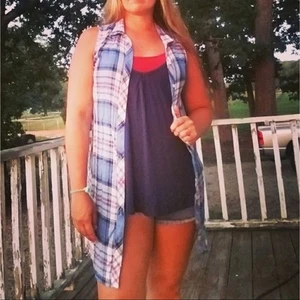 Infinity Raine button up soft shirt dress blue plaid size small - Picture 1 of 4