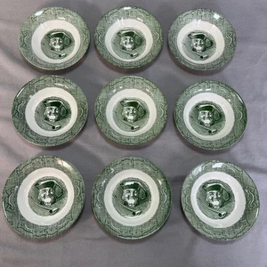 Royal China The Old Curiosity Shop Green 5.5" Dessert Fruit Bowls Set of 9 USA - Picture 1 of 7
