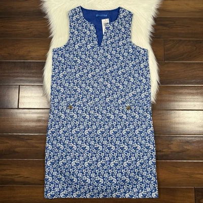 Vestido para mujer J. McLaughlin talla mediana azul floral sin mangas de lino Rue $218 Foto 1 de 4
