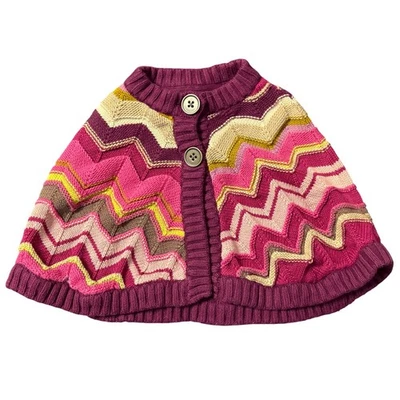 Poncho Missoni Niñas Chevron Tejido Con Botón Delantero Pequeño Foto 1 de 4