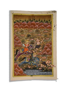 Dipinto in miniatura fatto a mano primi imperatori persiani lotta con demoni 8,5 x 4,75 pollici - Foto 1 di 3