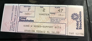 Boleto de concierto Guns N' Roses Estocolmo Suecia 1993 - Imagen 1 de 1