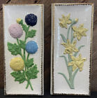 2 VTG Ceramic Wall Plaque Pictures Dahlia Daffodil Floral 3D Cottagecore 6x13