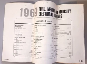 1969 FORD METEOR MERCURY ELECTRICAL DRAWINGS * 17" X 11" - Bild 1 von 3